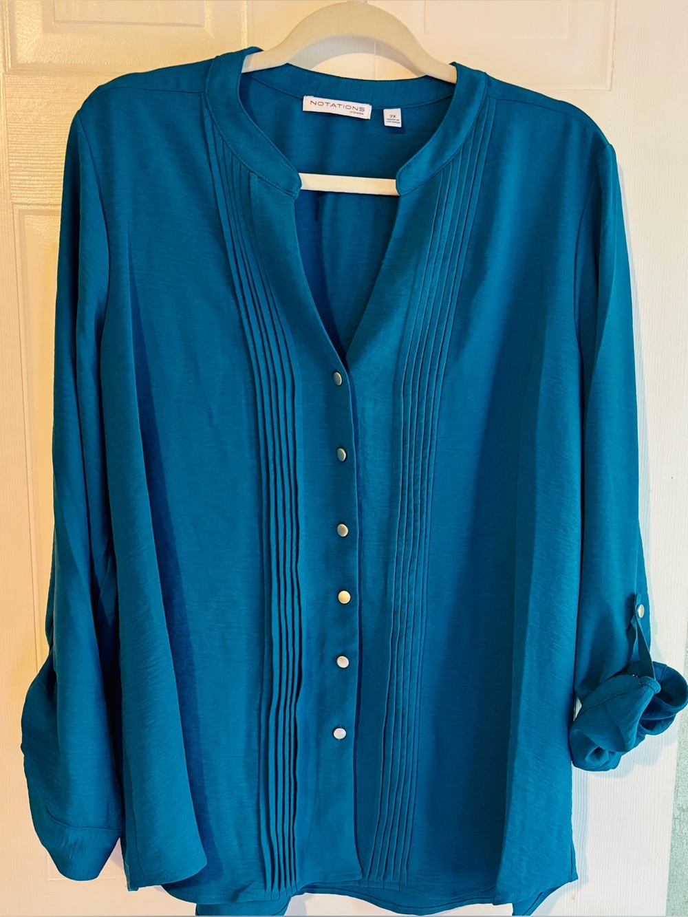 NWT NY Collection White Pintuck Tunic Blouse 2X Resort Vacation Top